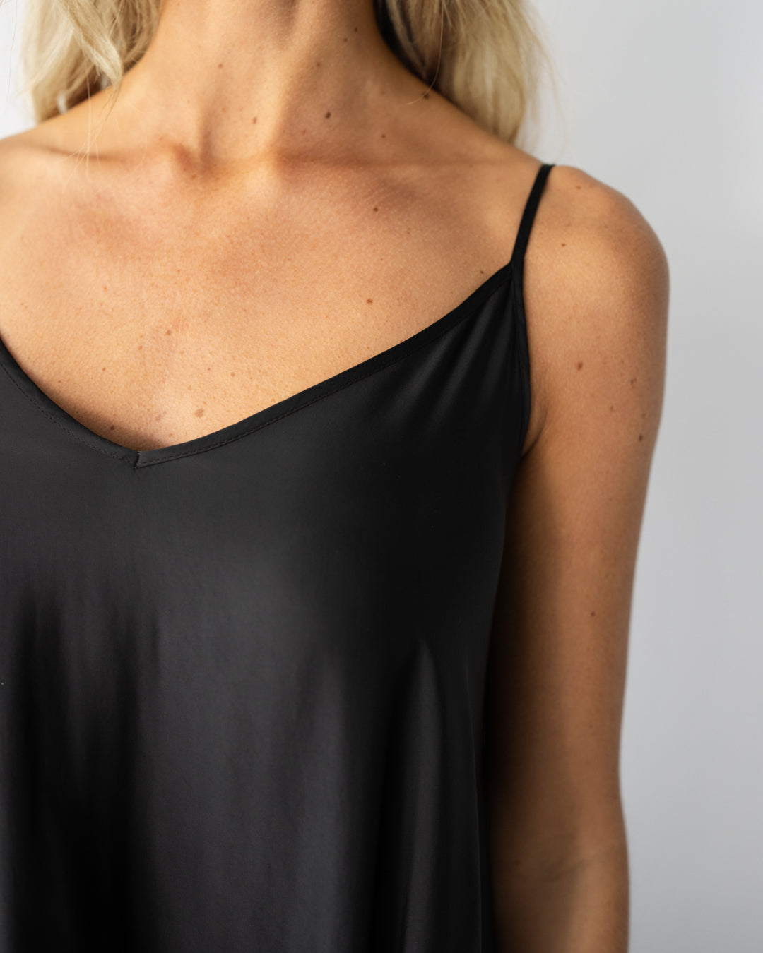 Nyra Slip Satin Maxi Dress | Black