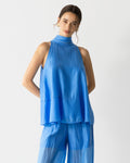 Clotilde Halterneck Tie Back Top | Azure Blue