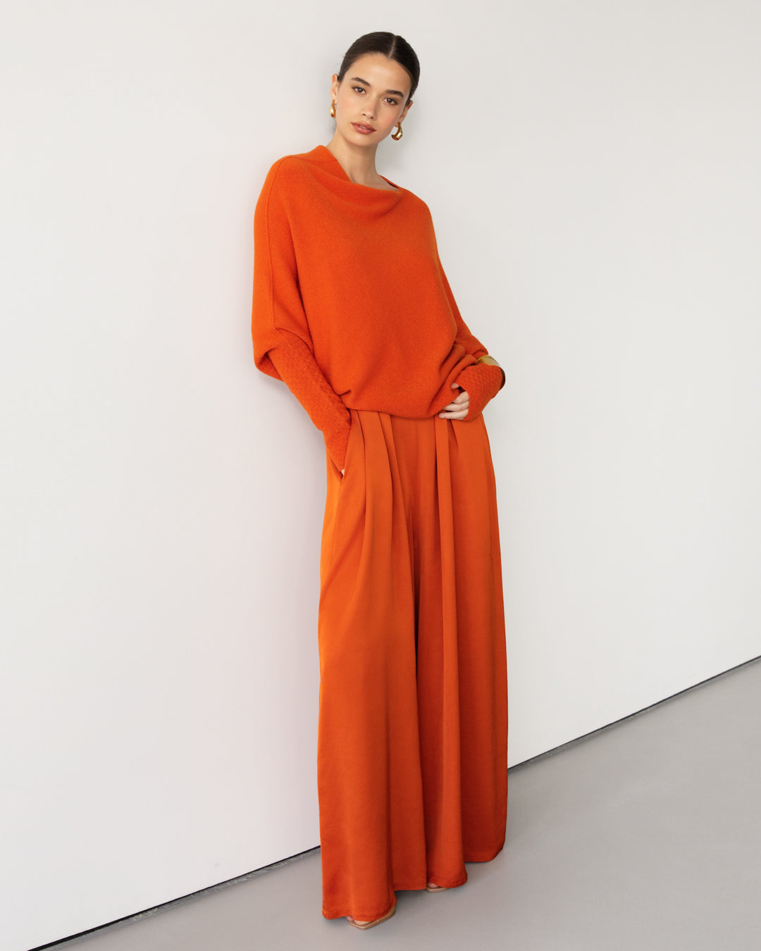 Asymmetric Draped | Burnt Orange | Seamless Knit