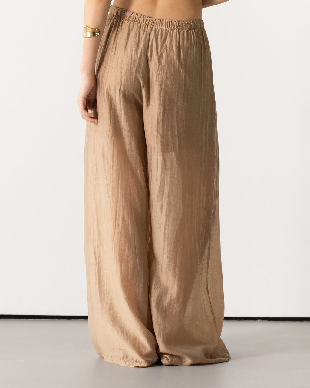 Clotilde Lightweight Elastic Waist Pants Trousers | Sand