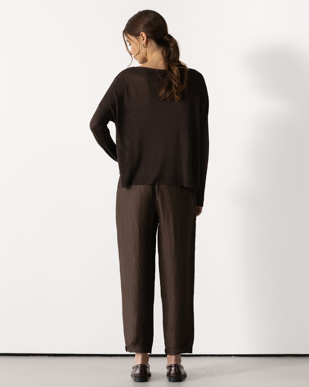Amelie Lightweight Linen Top | Espresso Brown