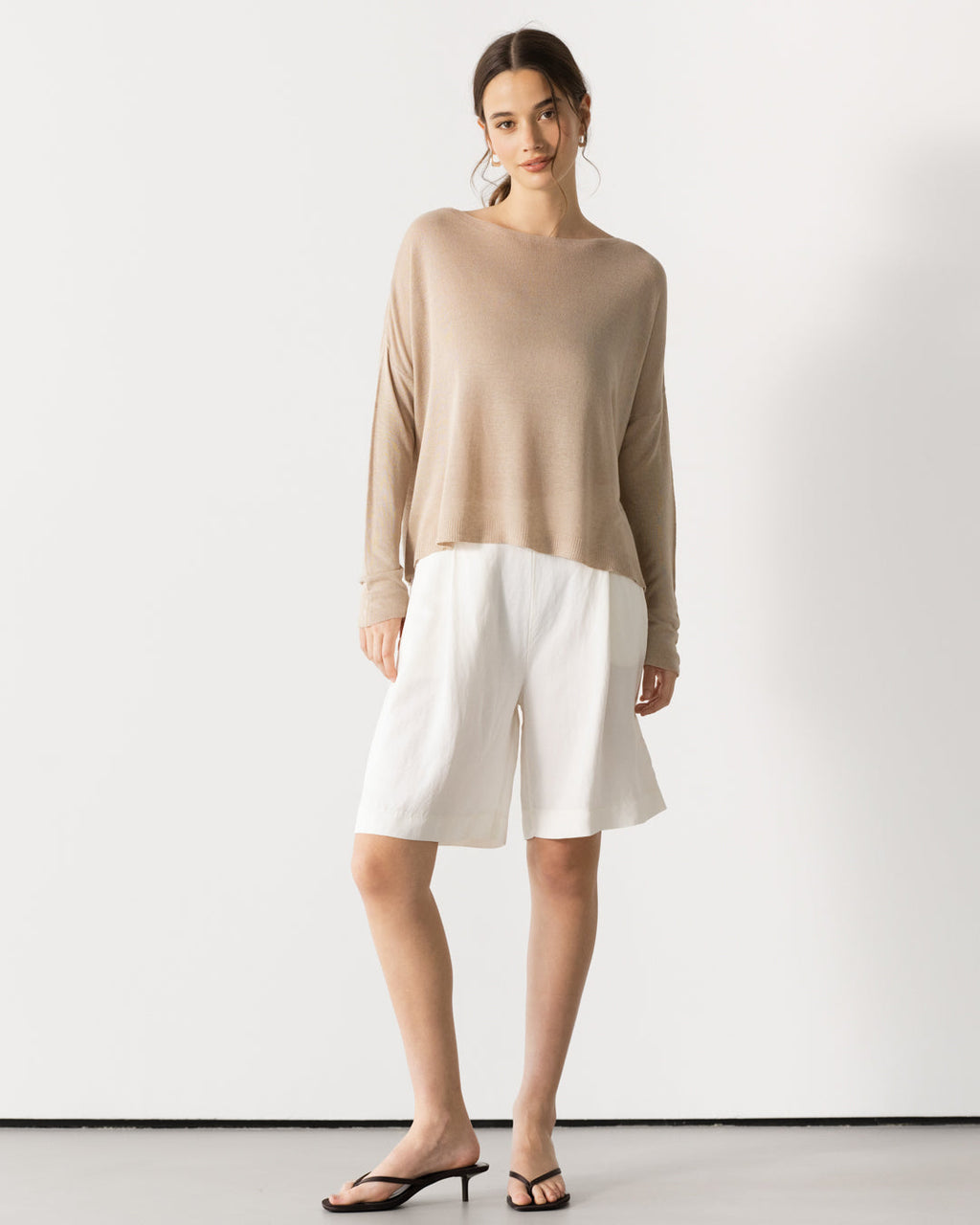 Amelie Lightweight Linen Top | Taupe