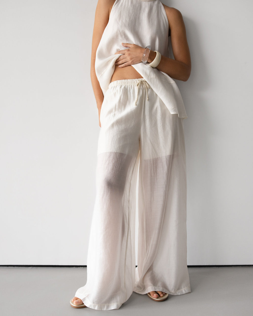 Clotilde Lightweight Elastic Waist Pants | Ivory