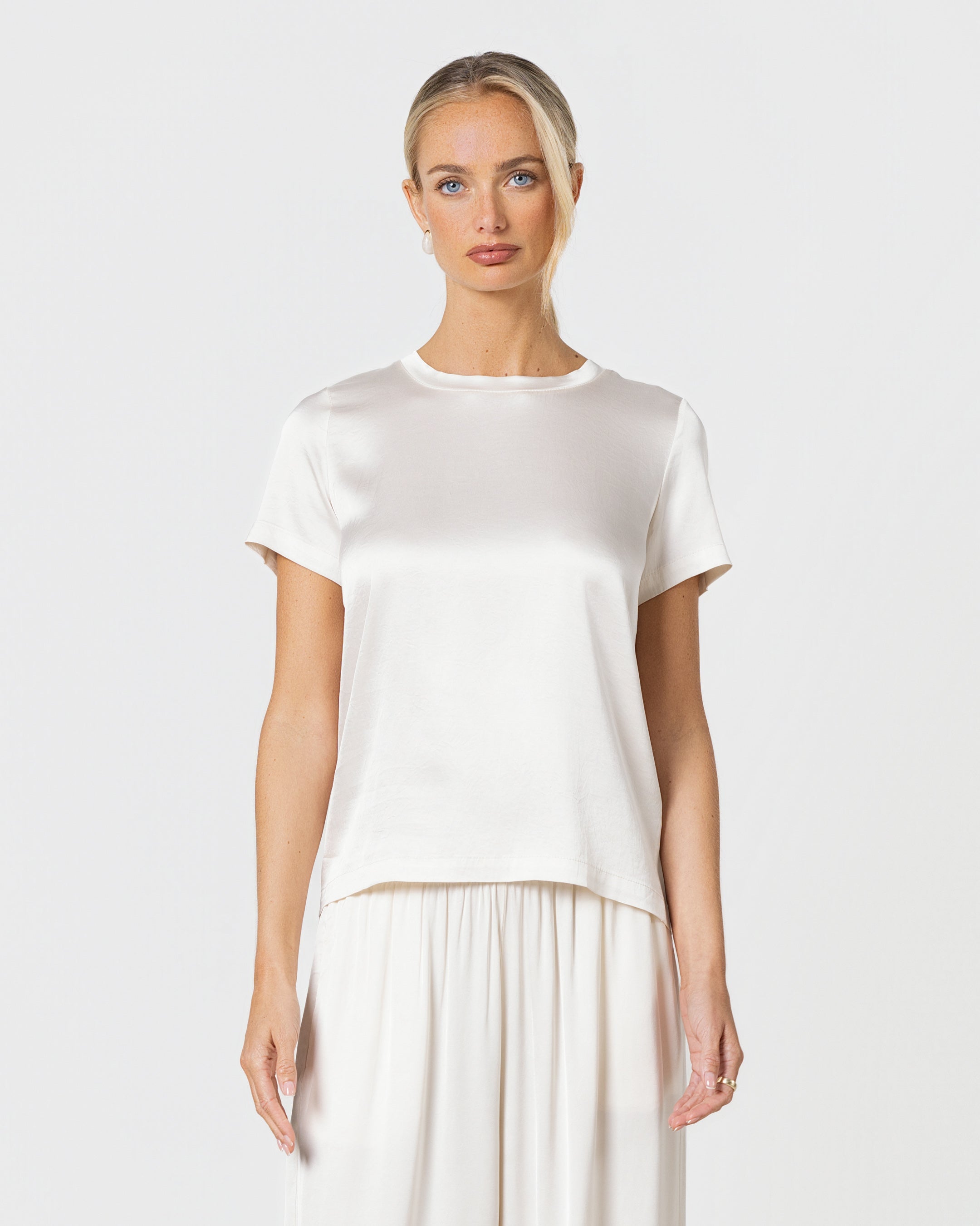 Matilda Satin T-Shirt | Ivory