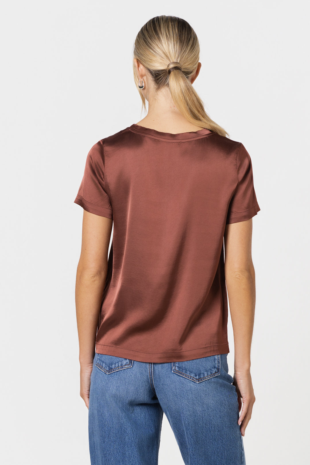 Matilda Satin T-Shirt | Auburn