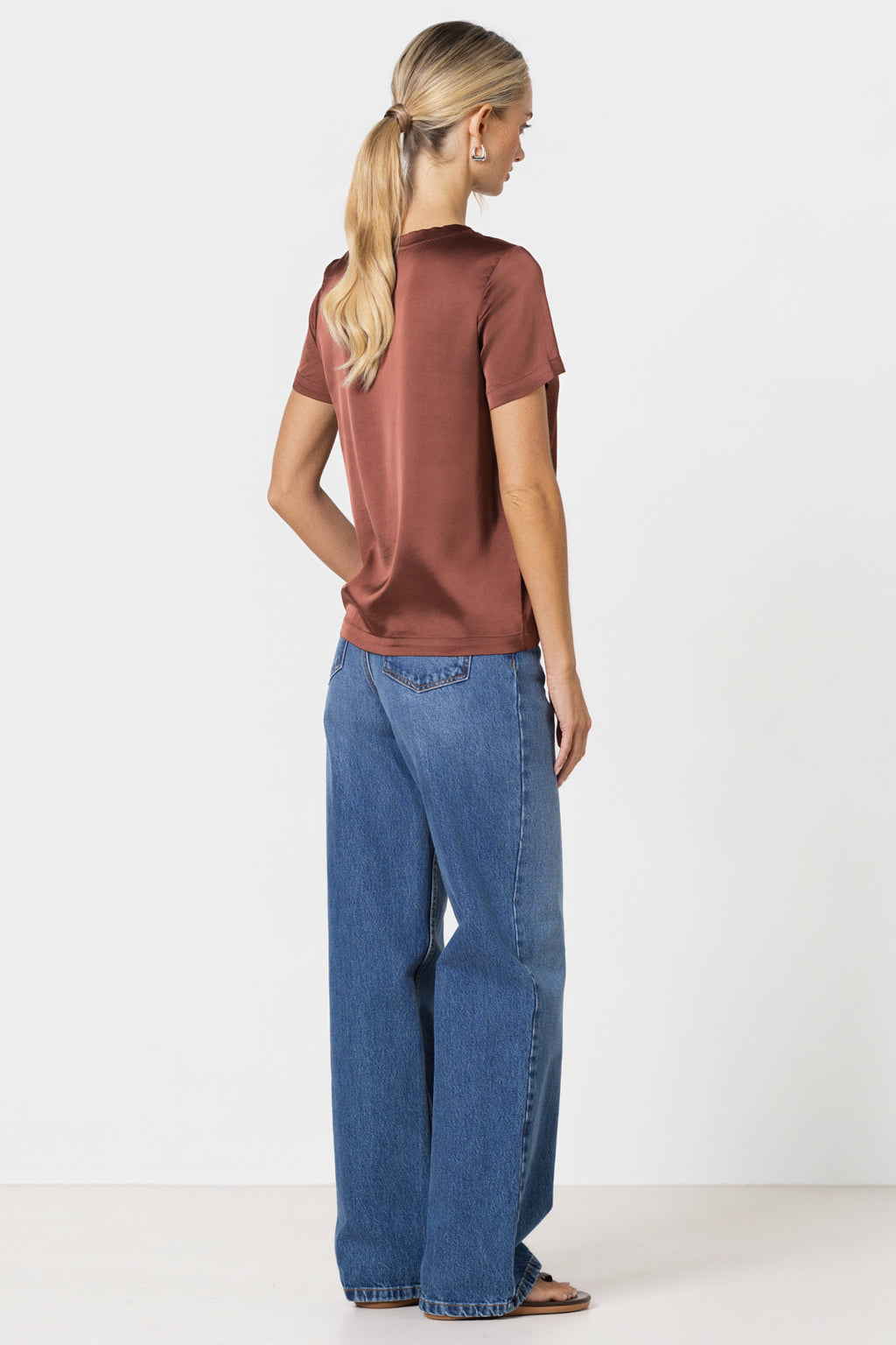 Matilda Satin T-Shirt | Auburn