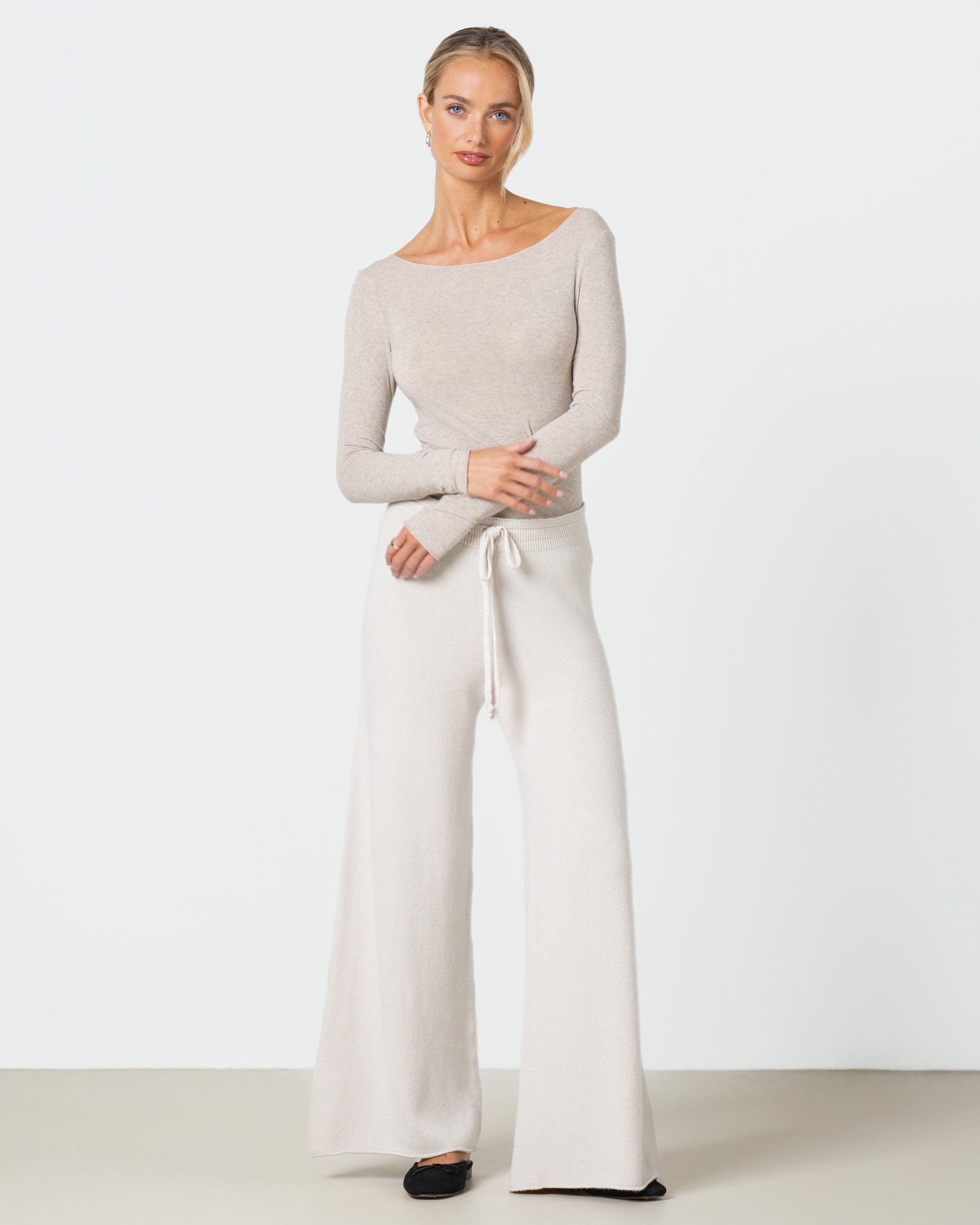 Mae Featherweight Boatneck Top | Oatmeal | Modal-Cashmere