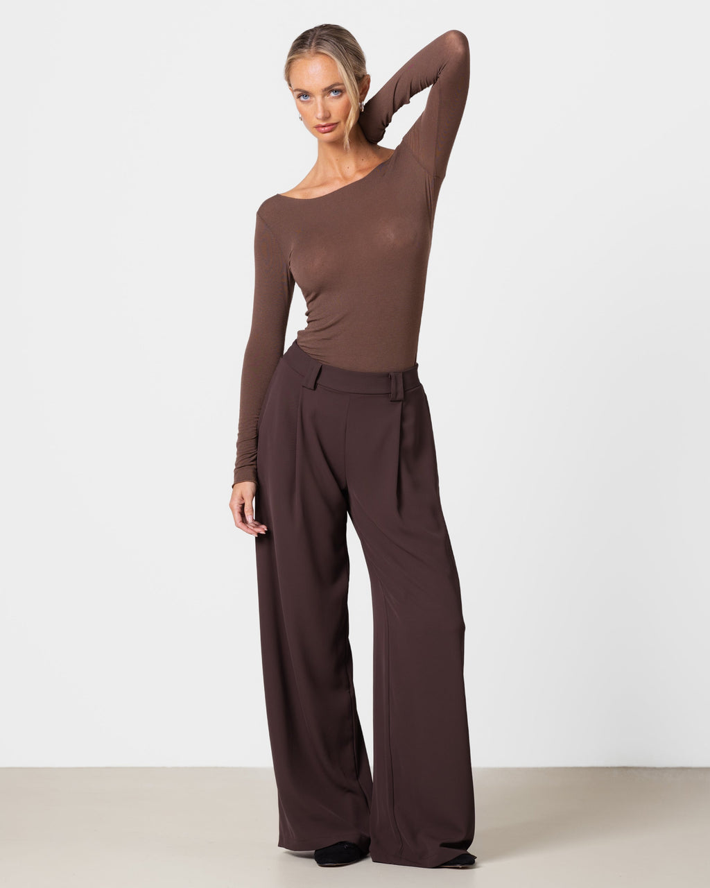 Mae Featherweight Boatneck Top | Brown | Modal-Cashmere