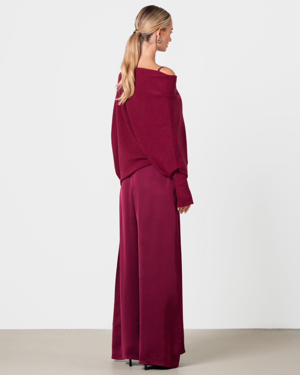 Audrey Satin Jumpsuit | Burgundy