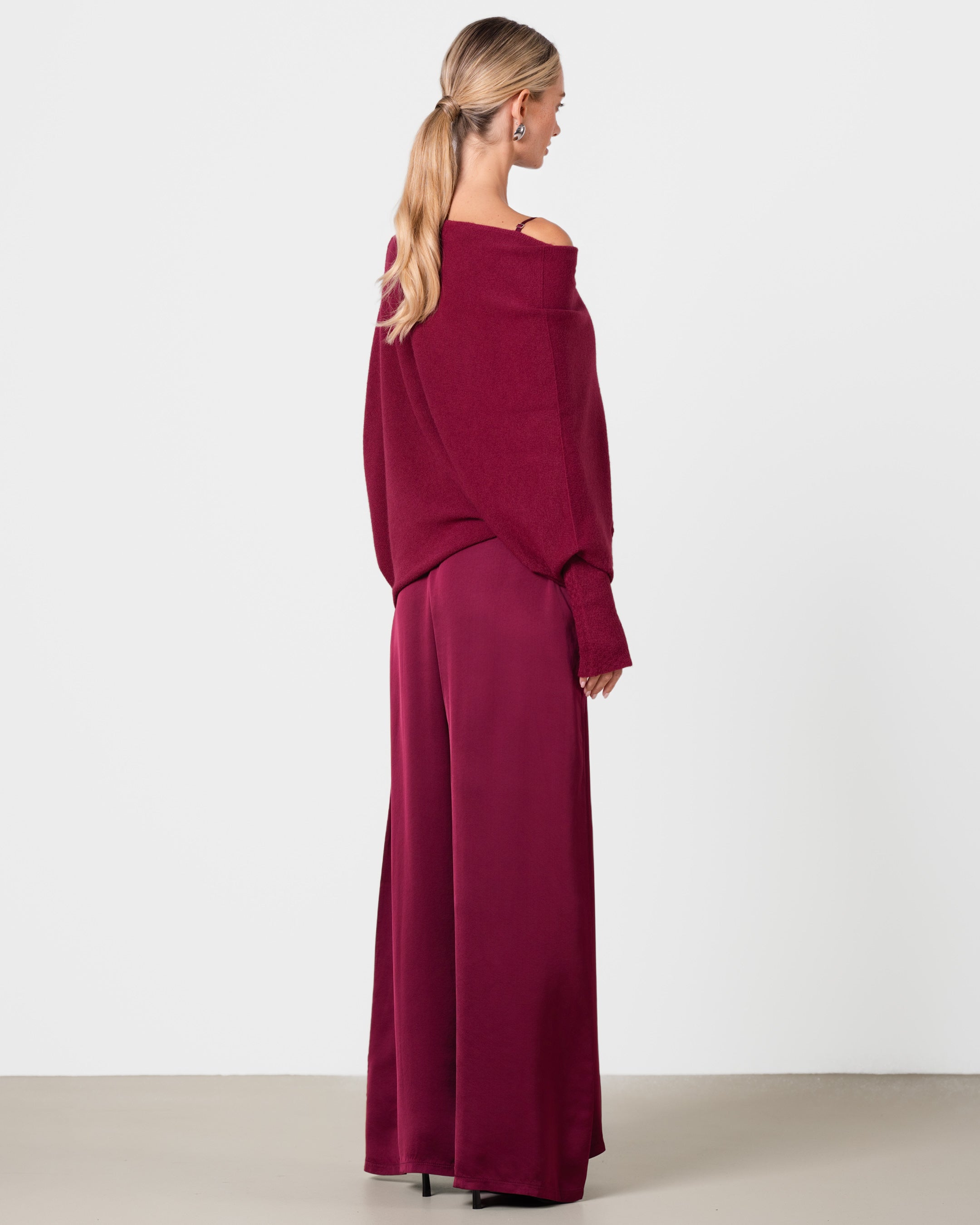 Audrey Satin Jumpsuit | Burgundy