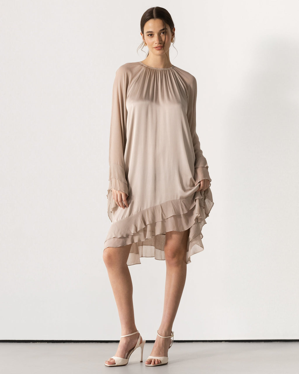 Estelle Ruffle Midi Dress | Dusty Pink