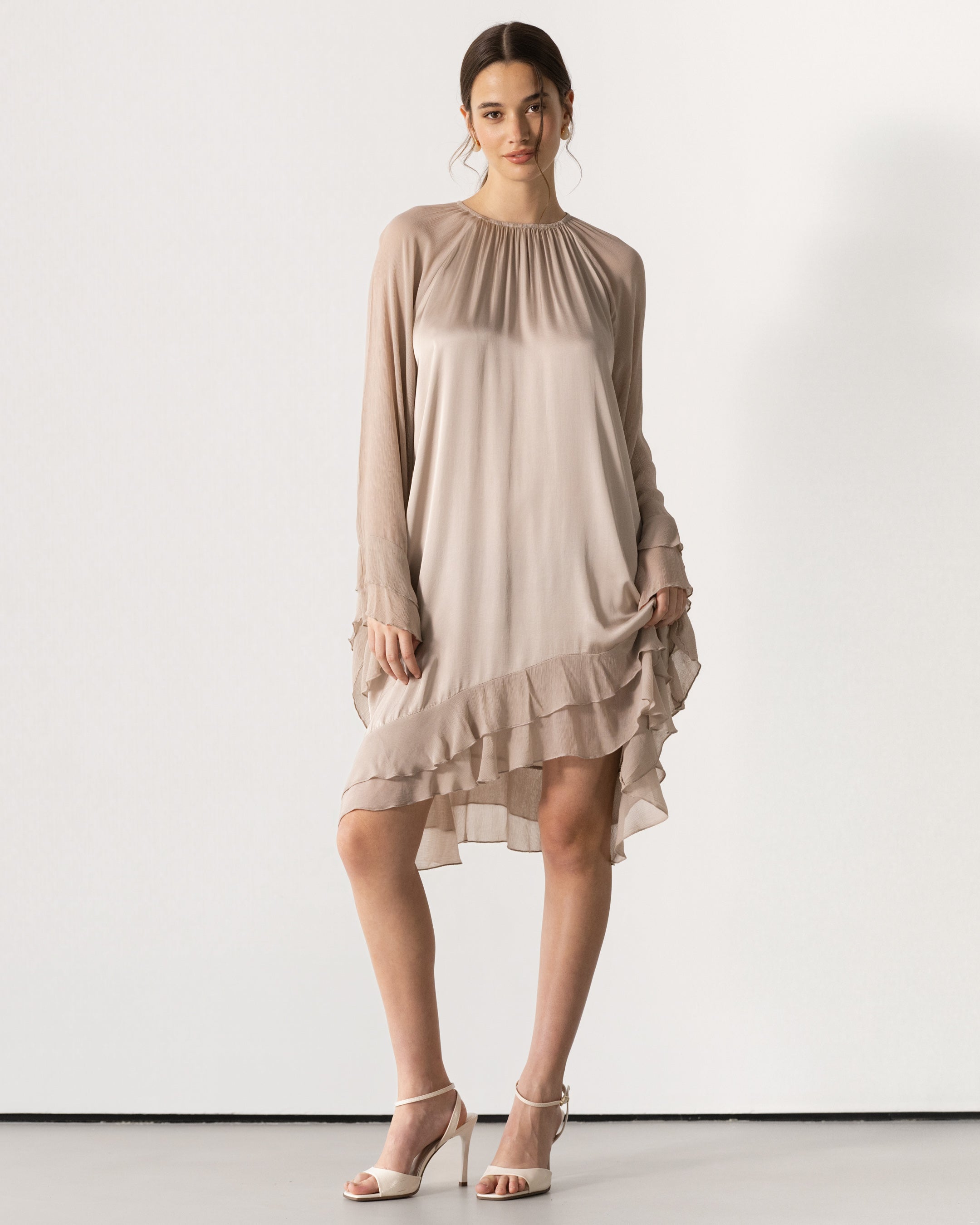 Estelle Ruffle Midi Dress | Dusty Pink