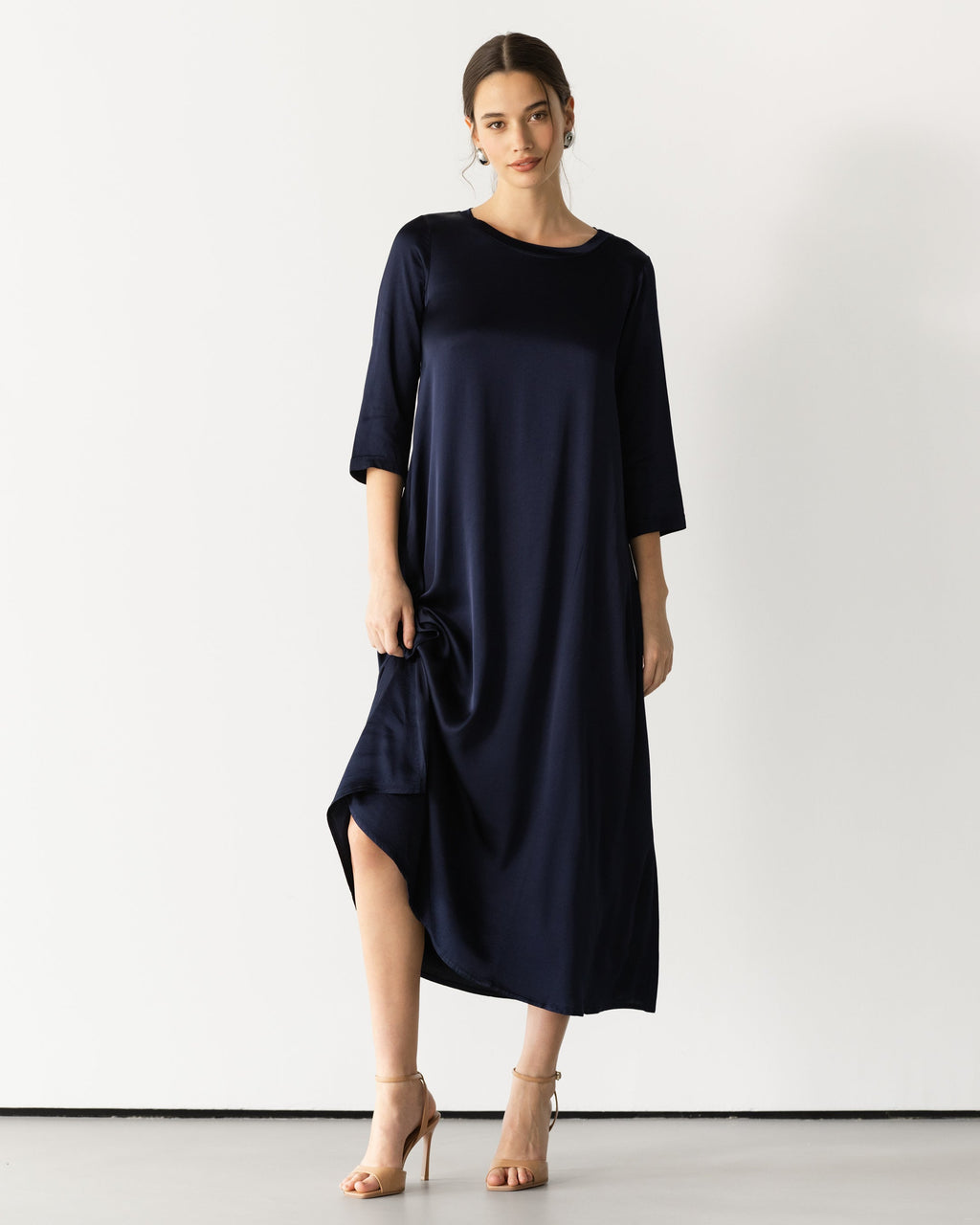 Dahlia Satin Dress | Navy