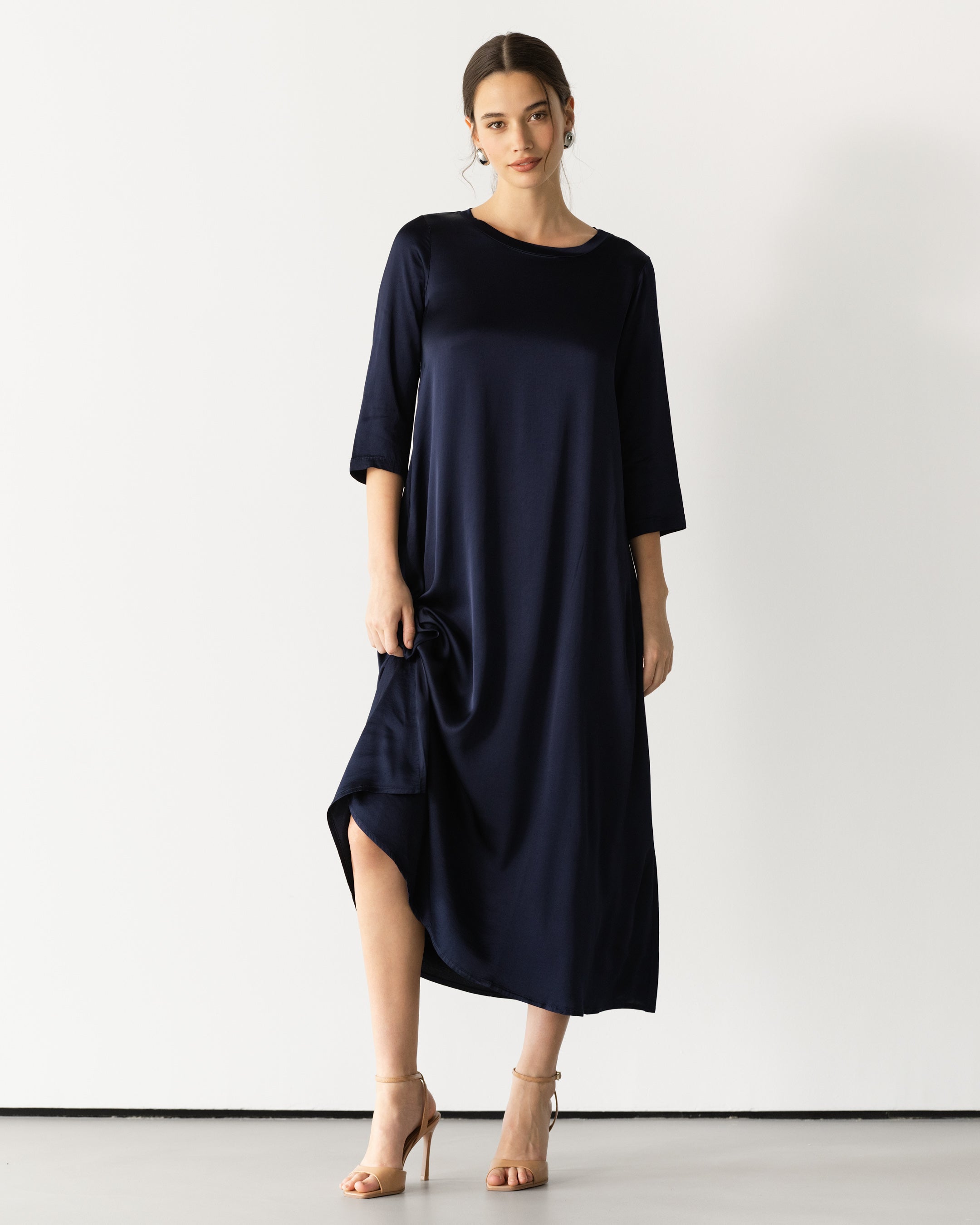 Dahlia Satin Dress | Navy