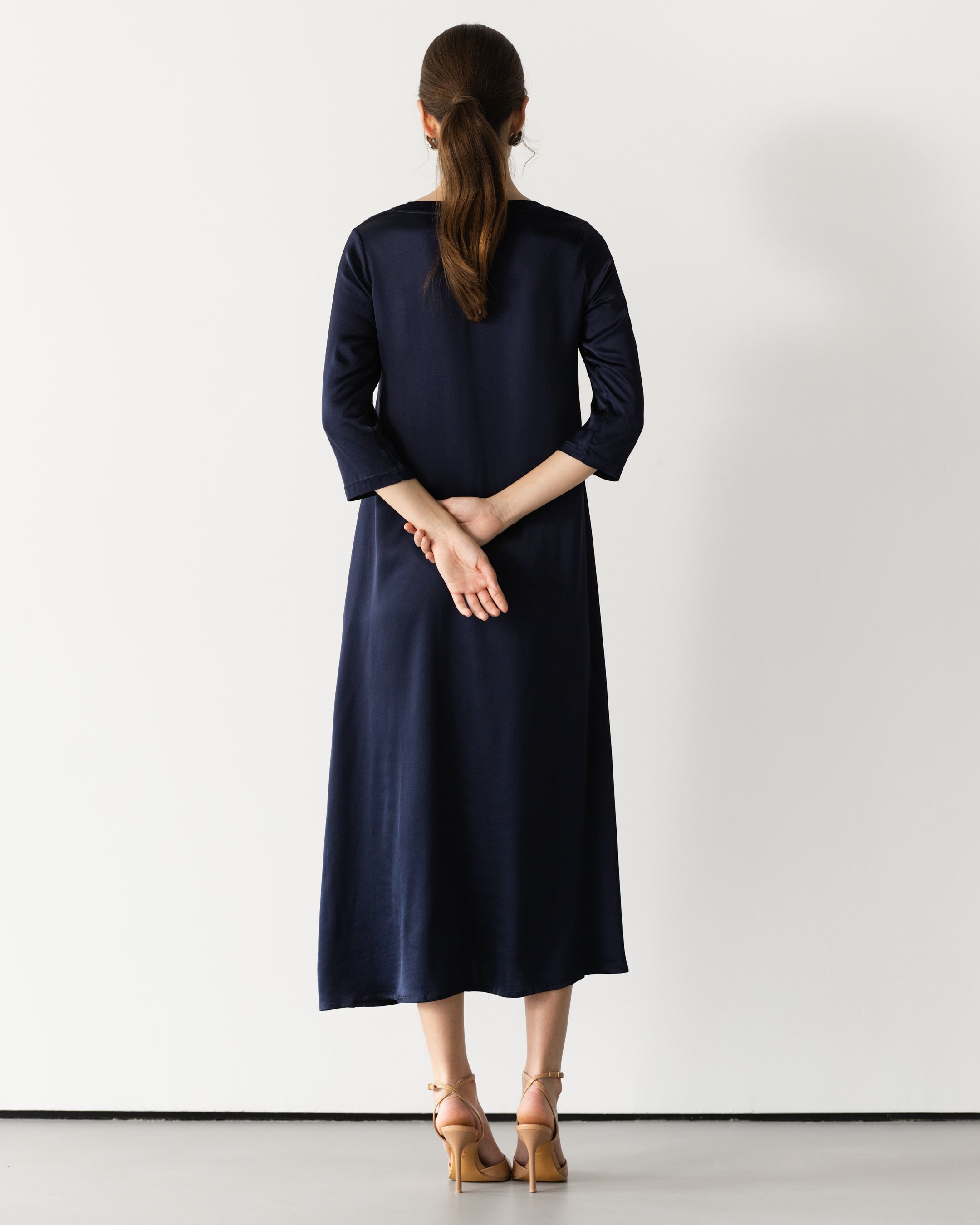 Dahlia Satin Dress | Navy
