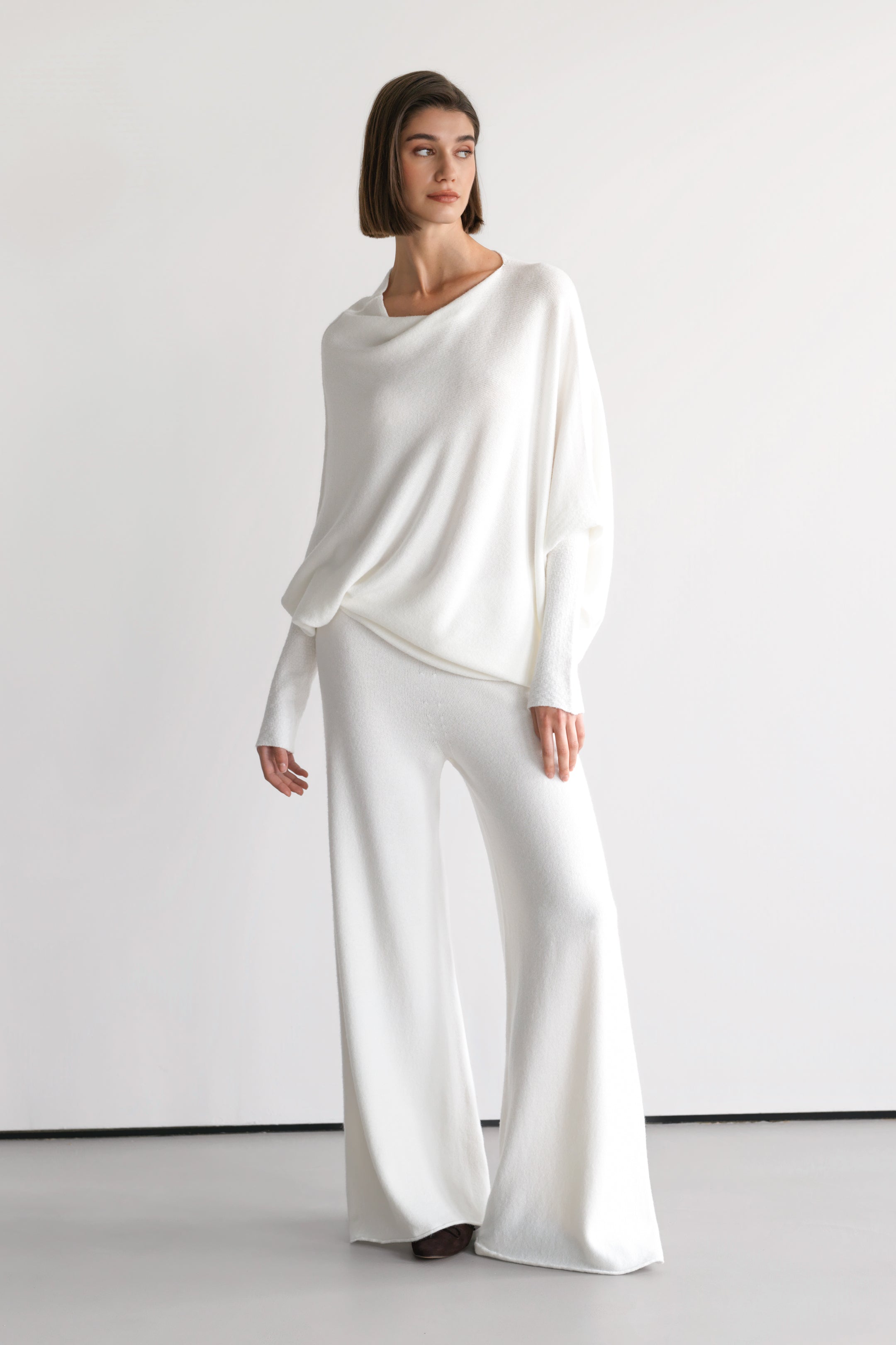 Asymmetric Draped | Ivory | Seamless Knit