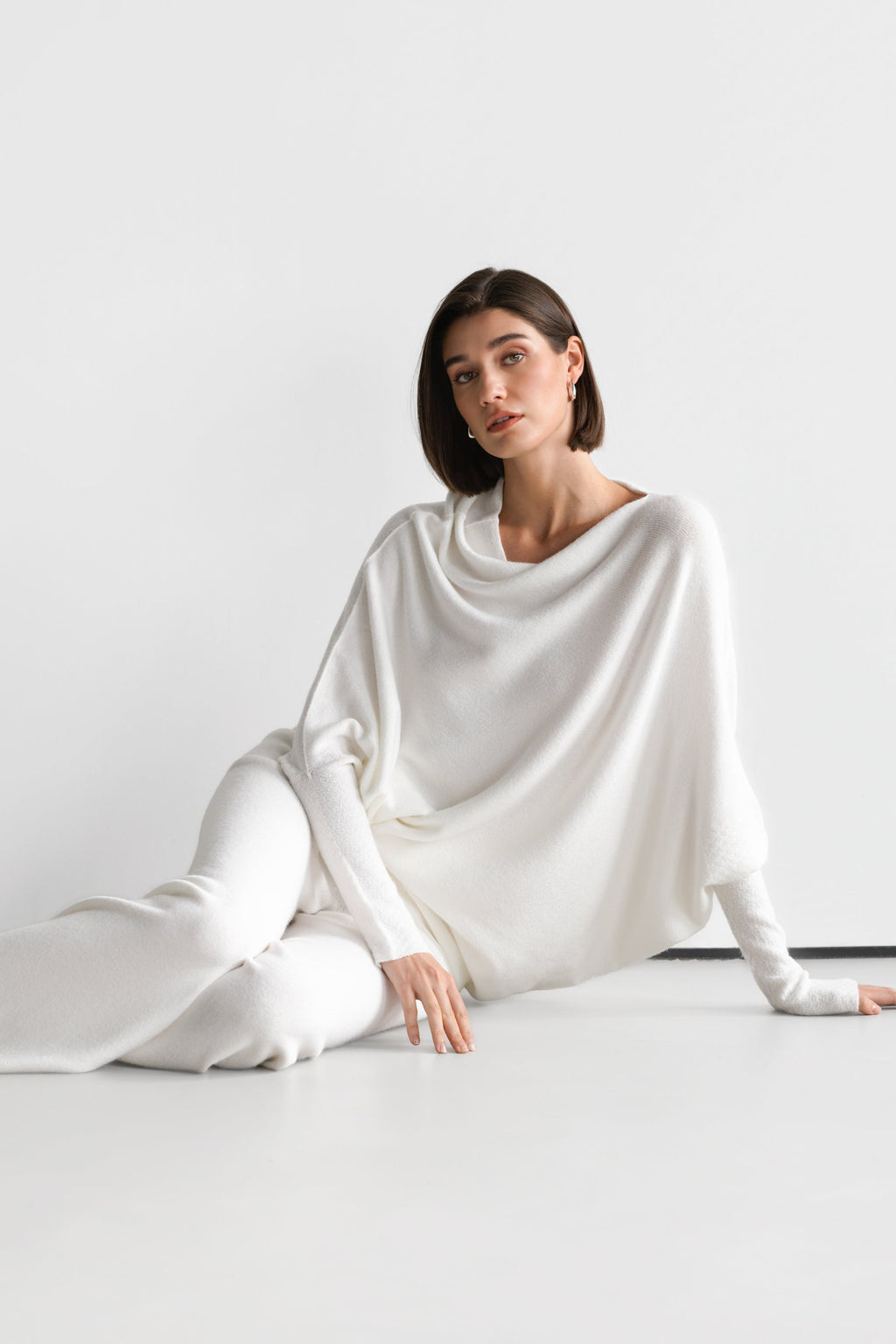 Asymmetric Draped | Ivory | Seamless Knit
