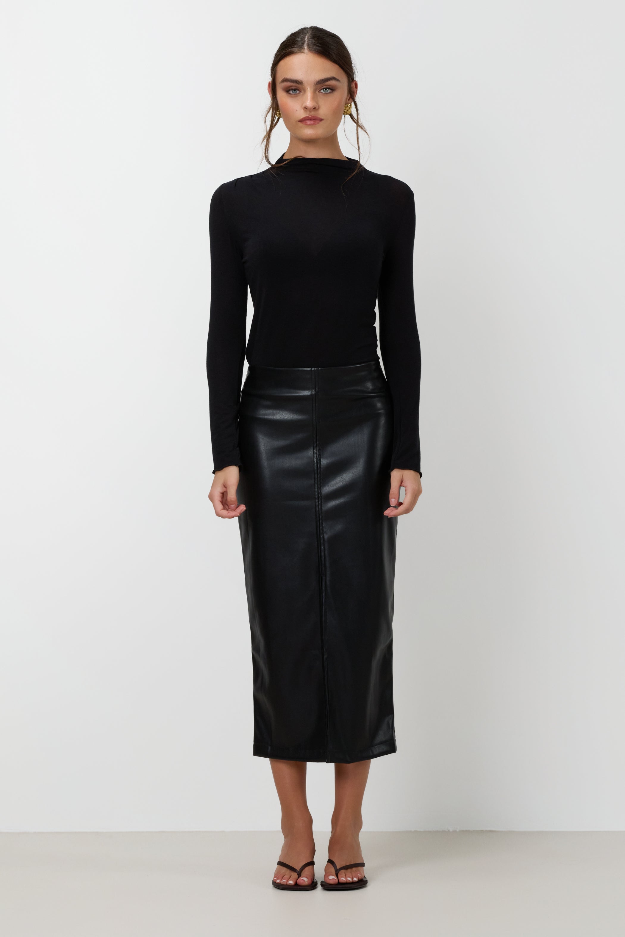 Brooklyn Faux Leather Skirt | Black