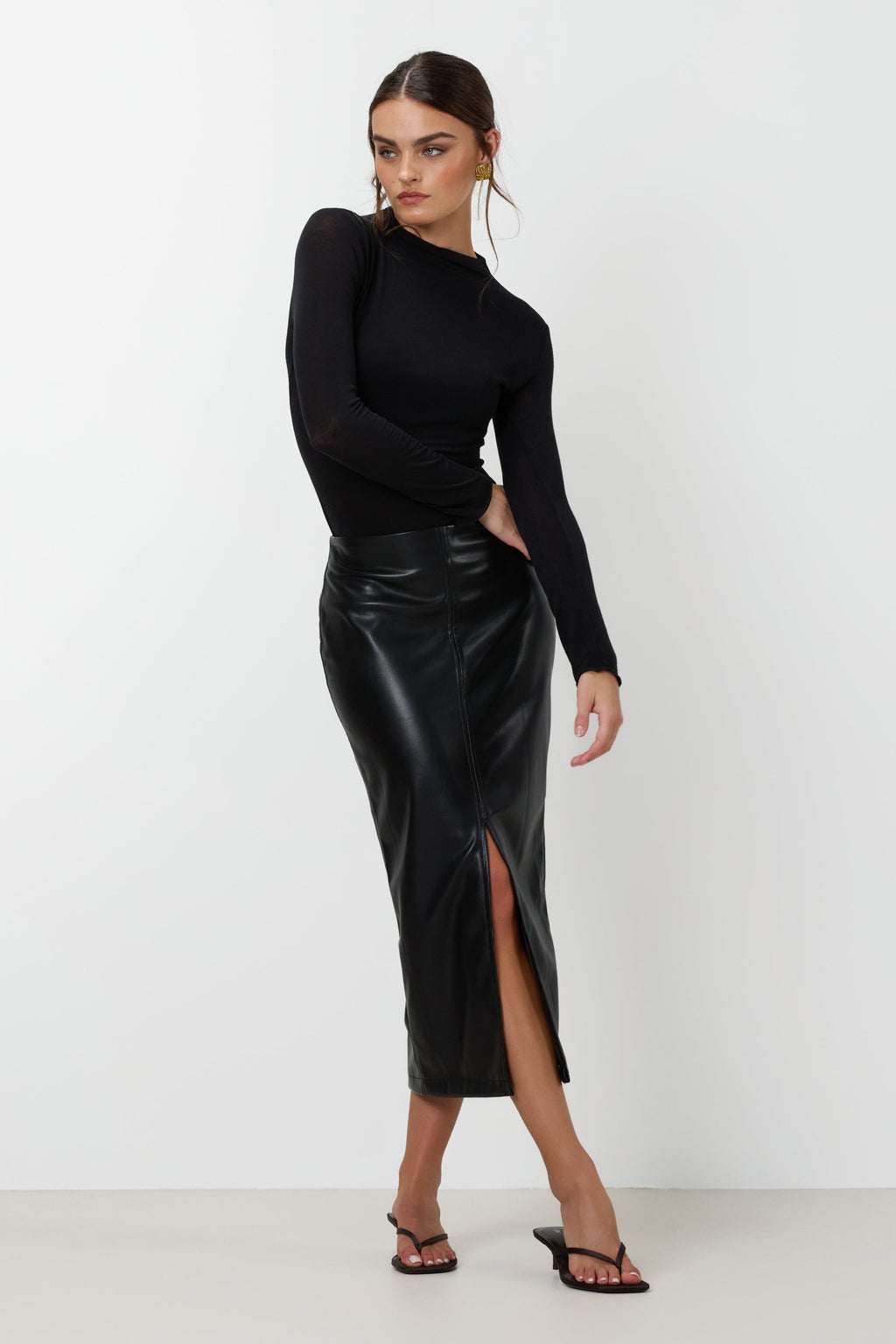 Brooklyn Faux Leather Skirt | Black