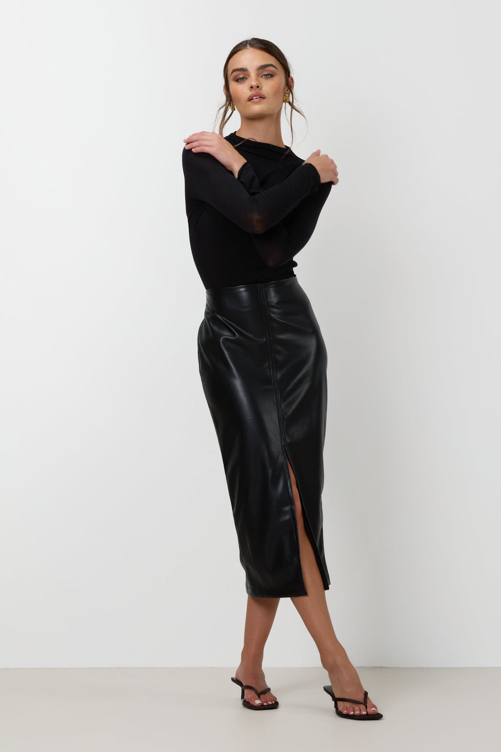 Brooklyn Faux Leather Skirt | Black