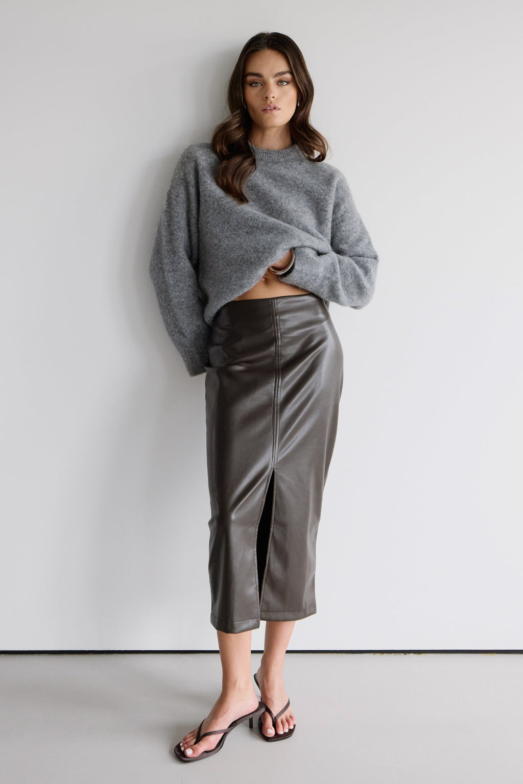 Brooklyn Faux Leather Skirt | Espresso Brown