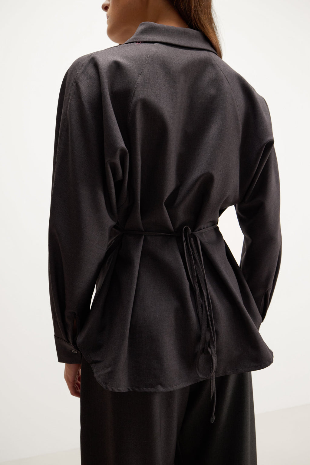 Ellis Tie Waist Shirt | Charcoal