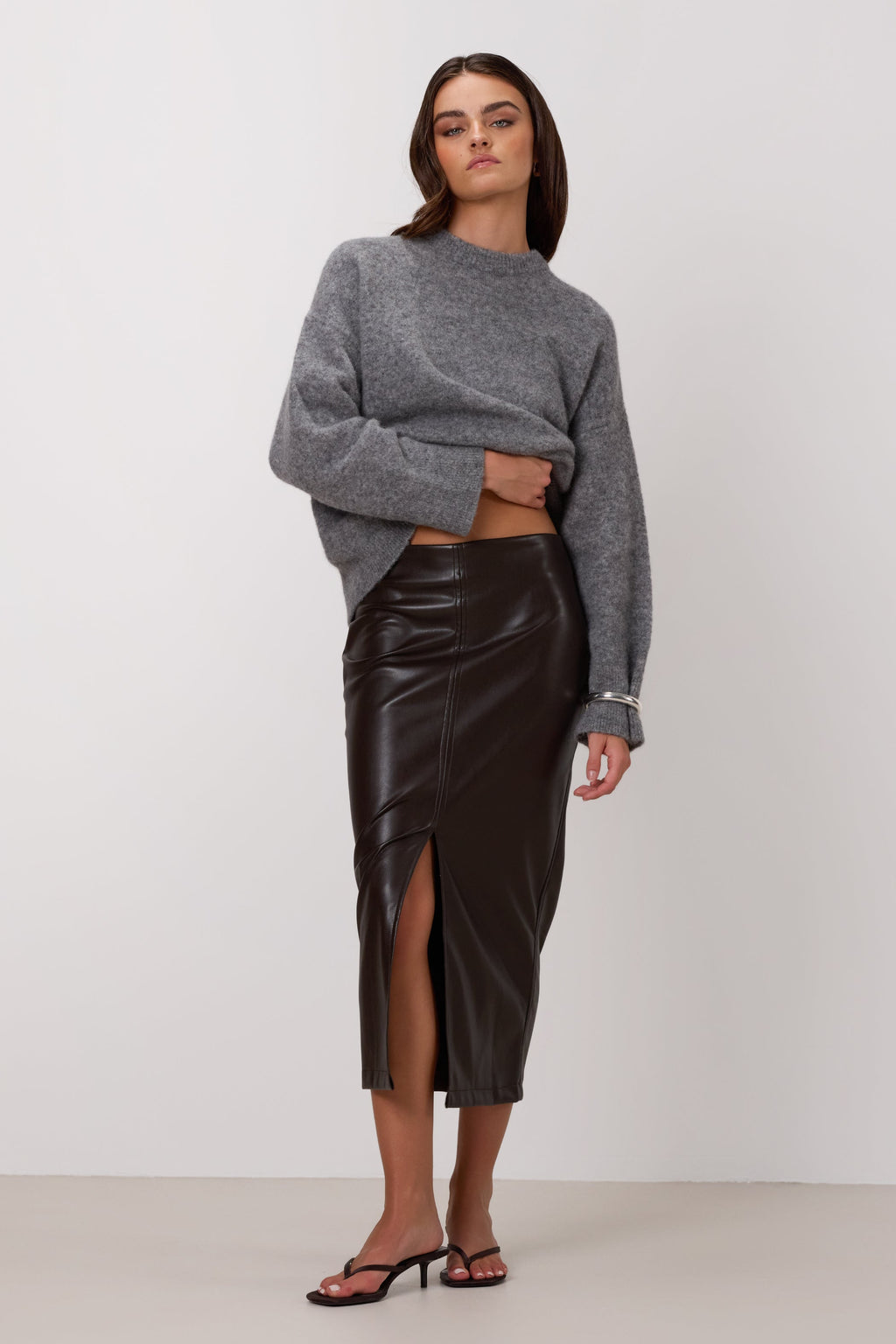 Brooklyn Faux Leather Skirt | Espresso Brown