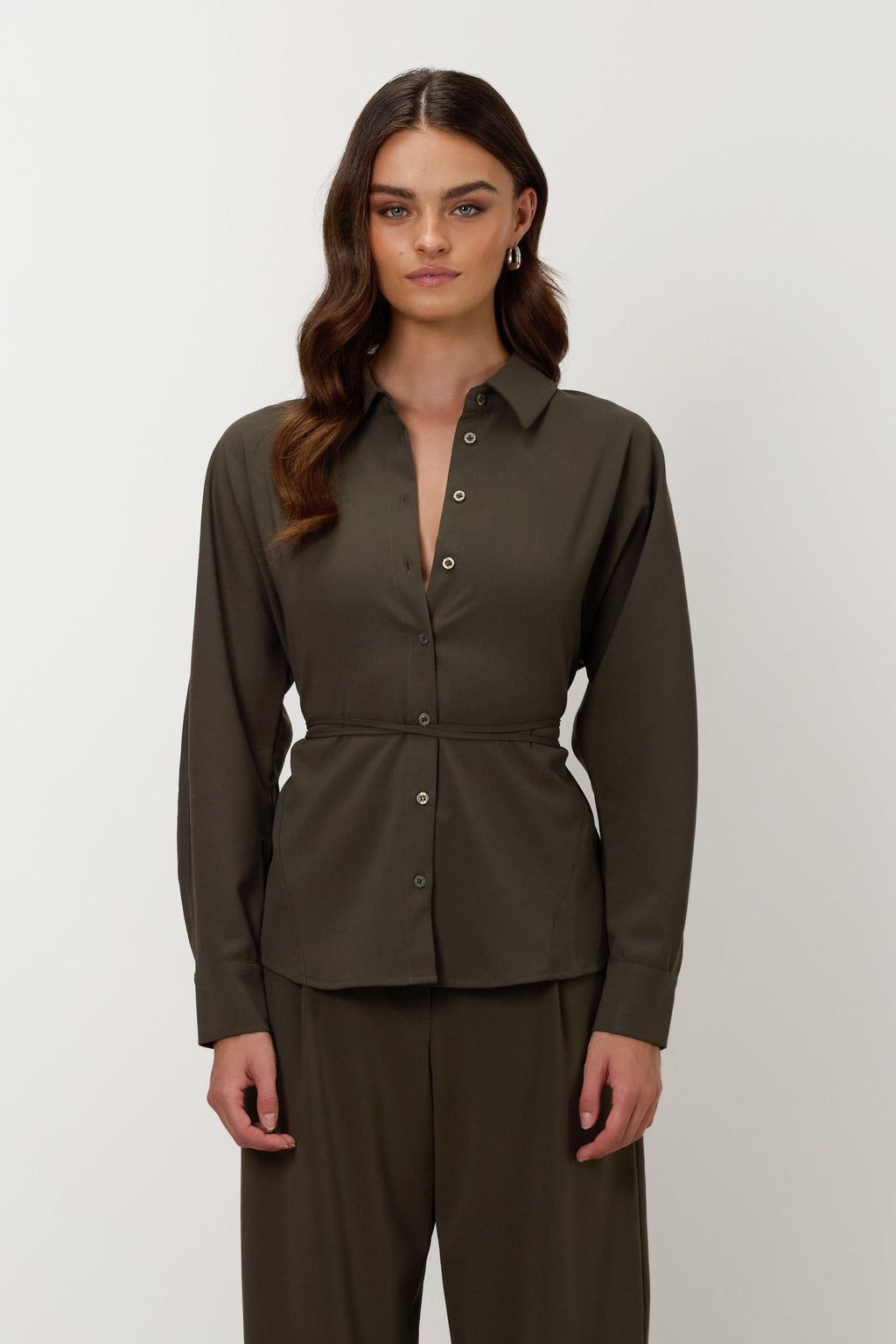 Ellis Tie Waist Shirt | Khaki