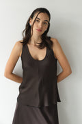 Demi Satin Vest Top | Espresso Brown