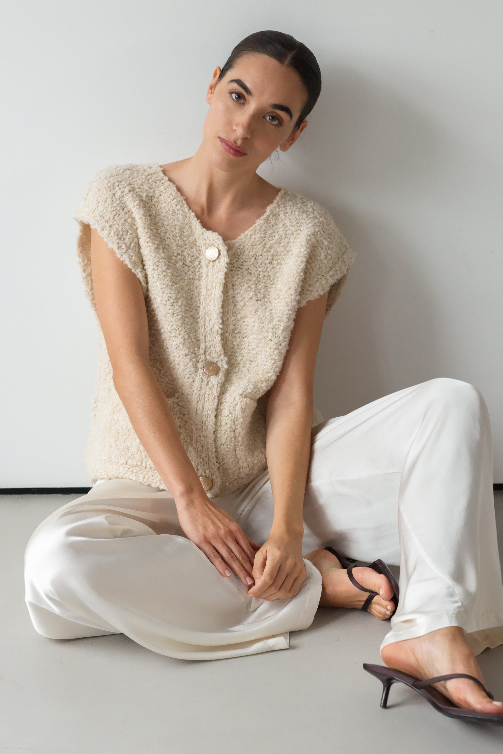 Josie Knitted Gilet | Light Beige