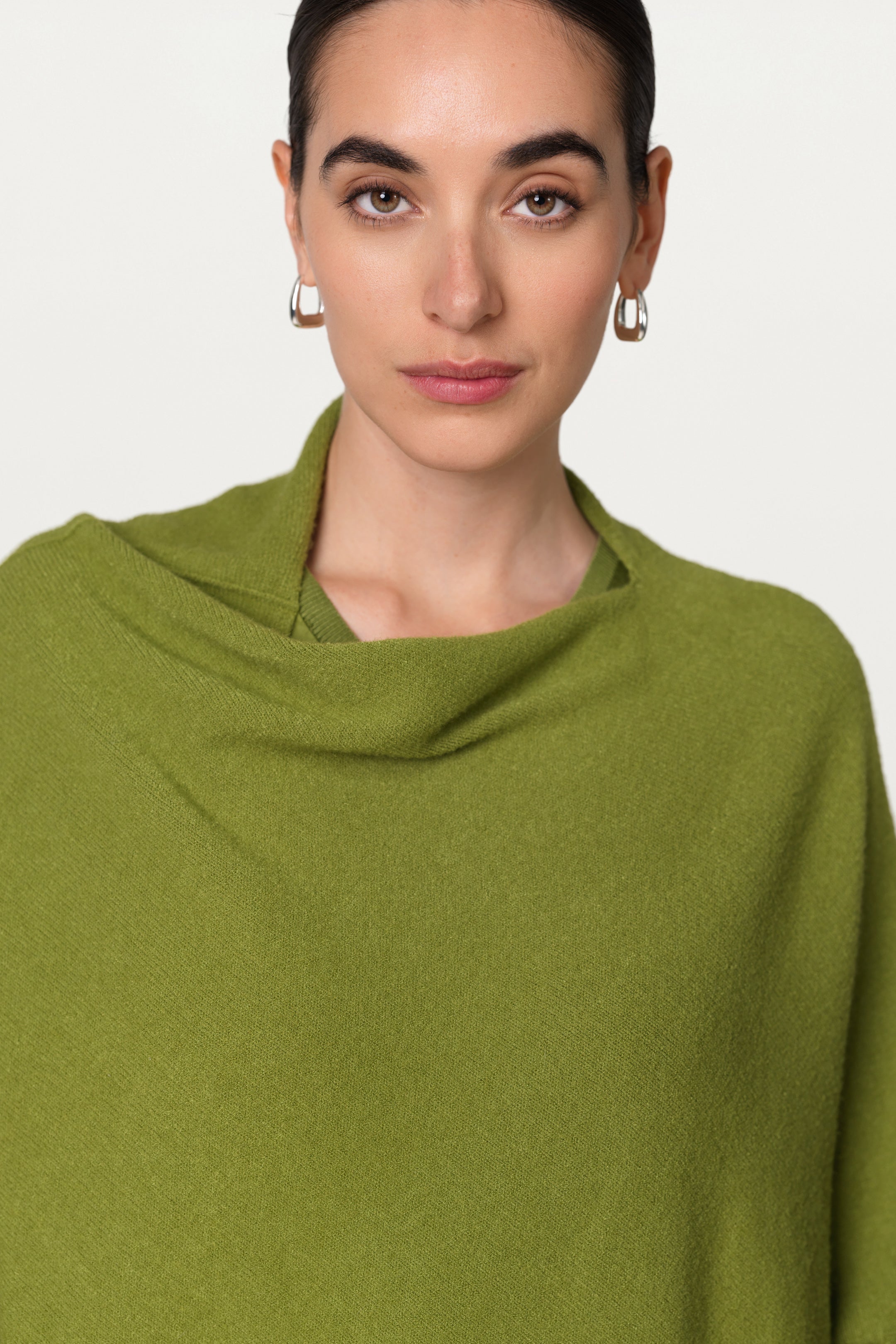 Asymmetric Draped | Olive Green | Seamless Knit