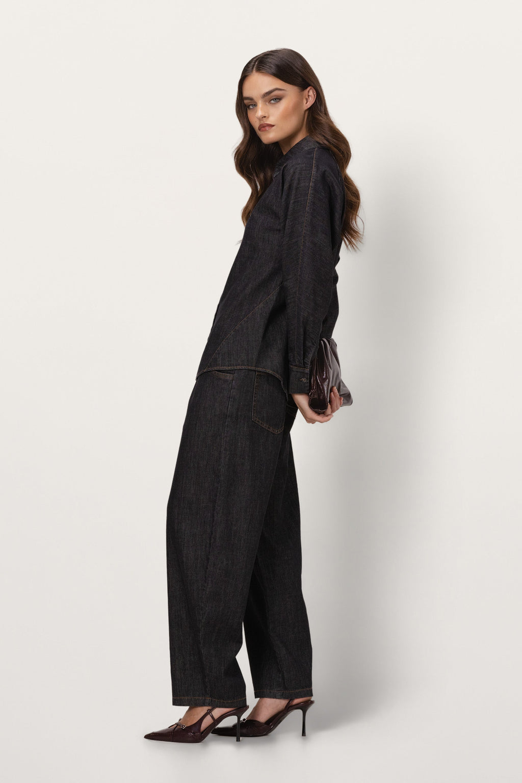 Aspen Barrel-Leg Elastic Waist Jeans | Dark Denim