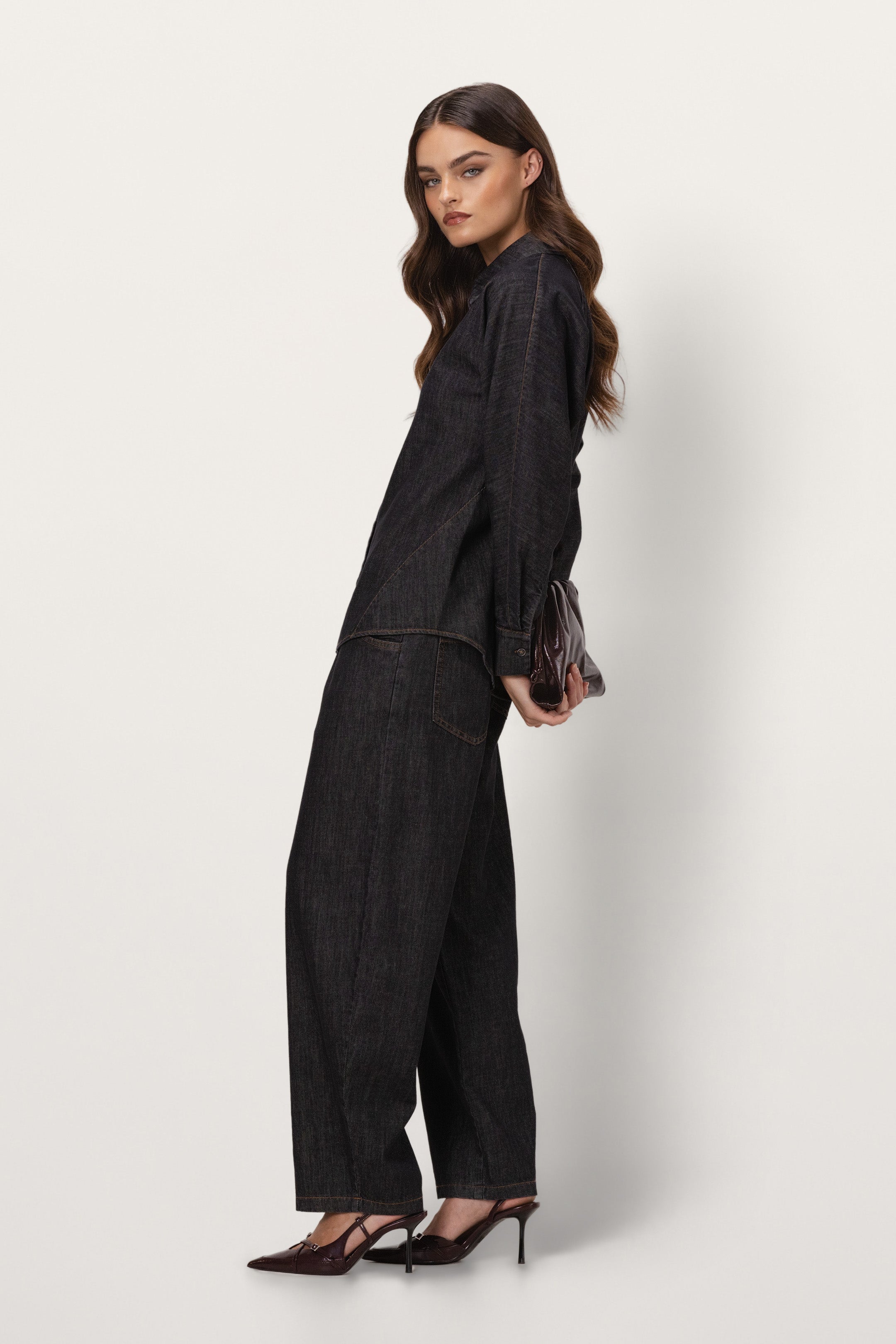 Aspen Barrel-Leg Elastic Waist Jeans | Dark Denim