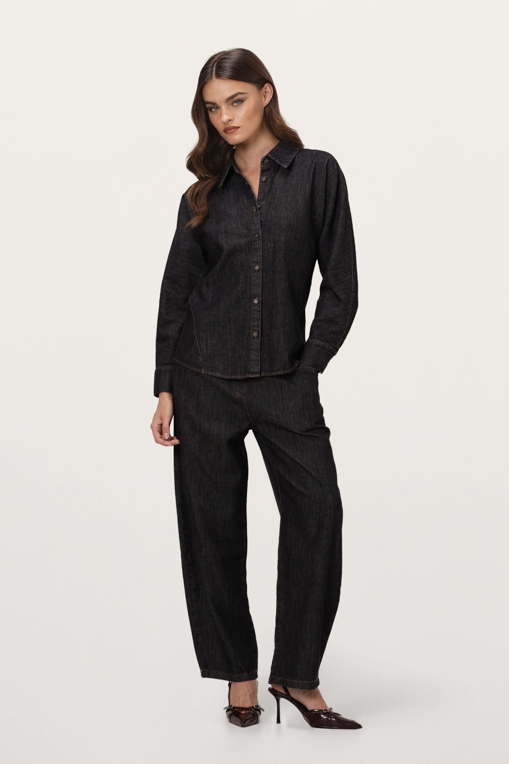 Aspen Barrel-Leg Elastic Waist Jeans | Dark Denim