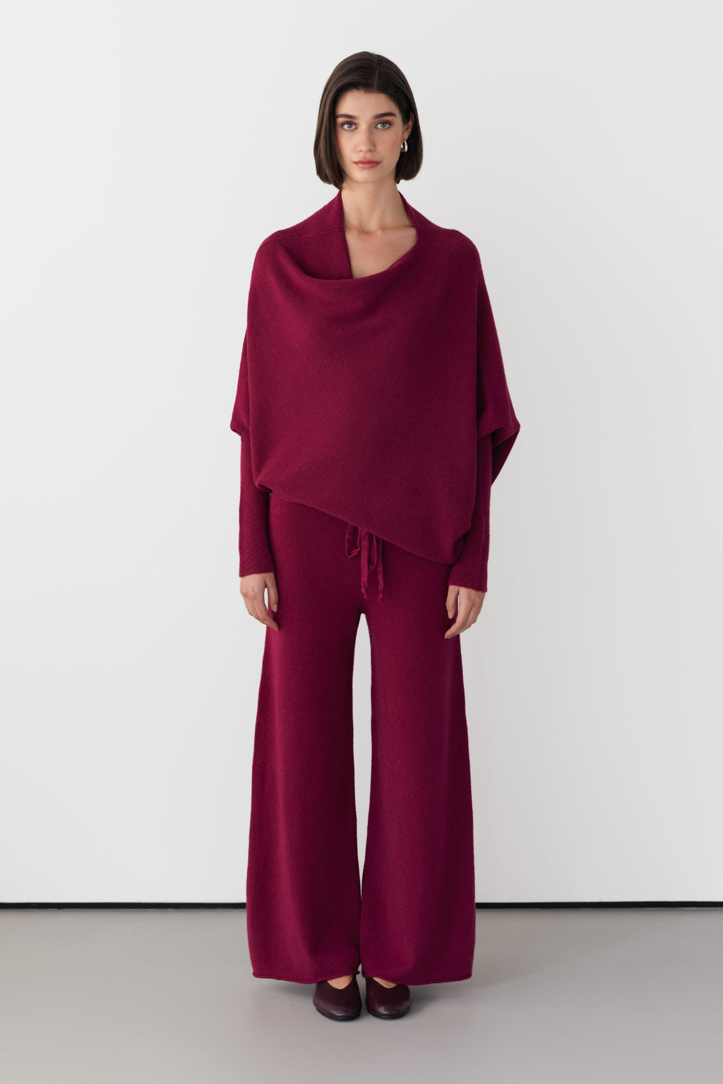 Asymmetric Draped | Burgundy | Seamless Knit