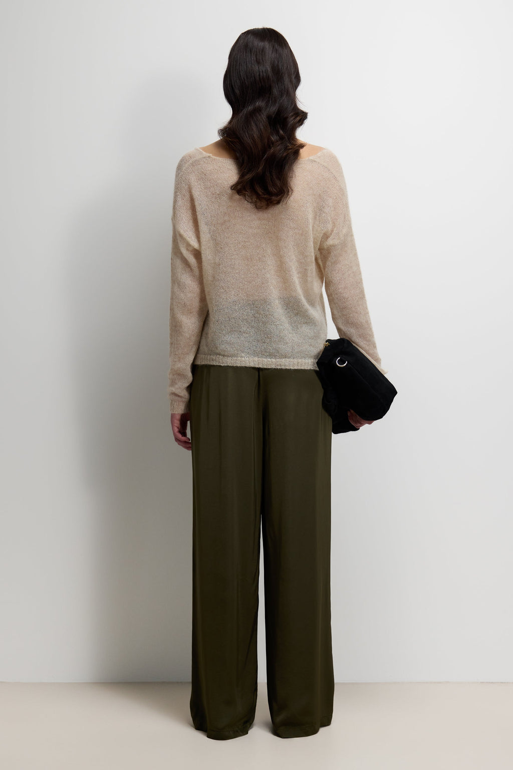Corin Elastic Waist Satin Trousers | Khaki
