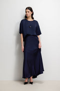 Camilla Bias Satin Skirt | Navy