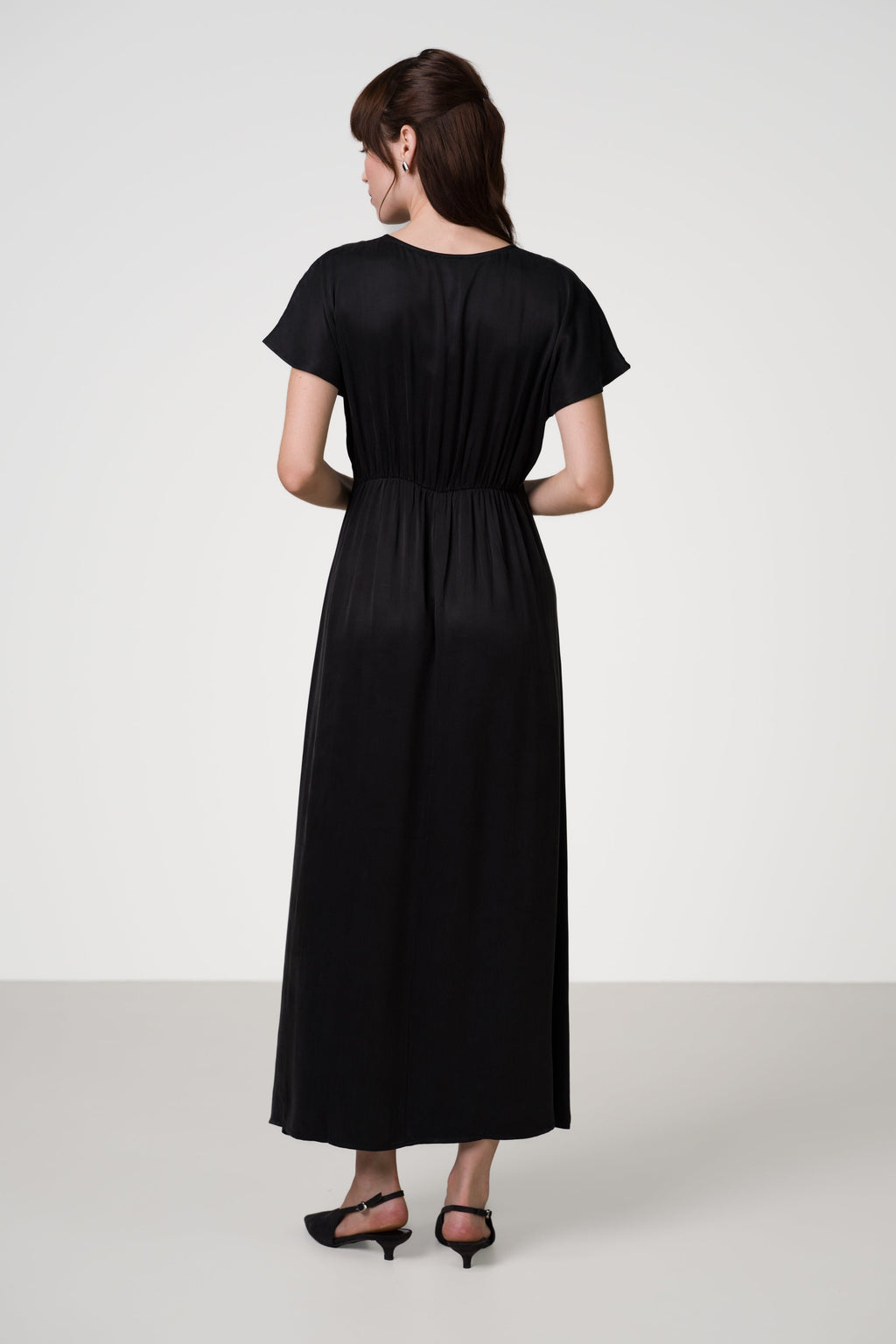 Cressida V Neck Cupro Dress | Black