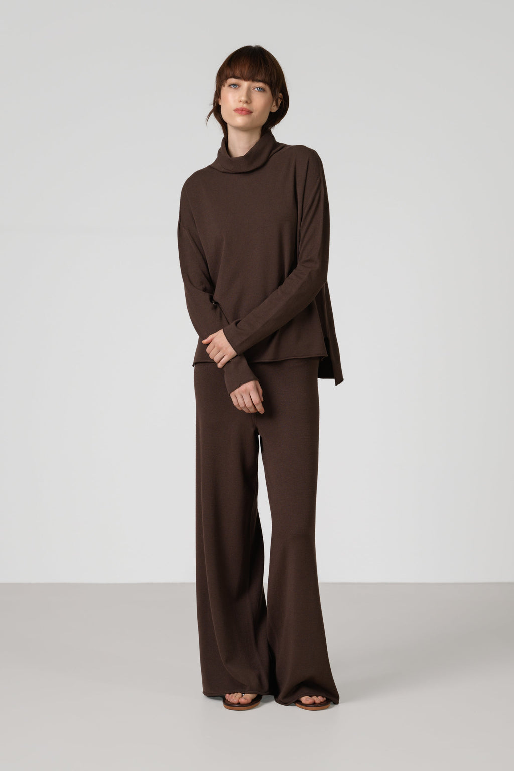 Kaia Roll Neck | Chocolate Brown | Fine Knit