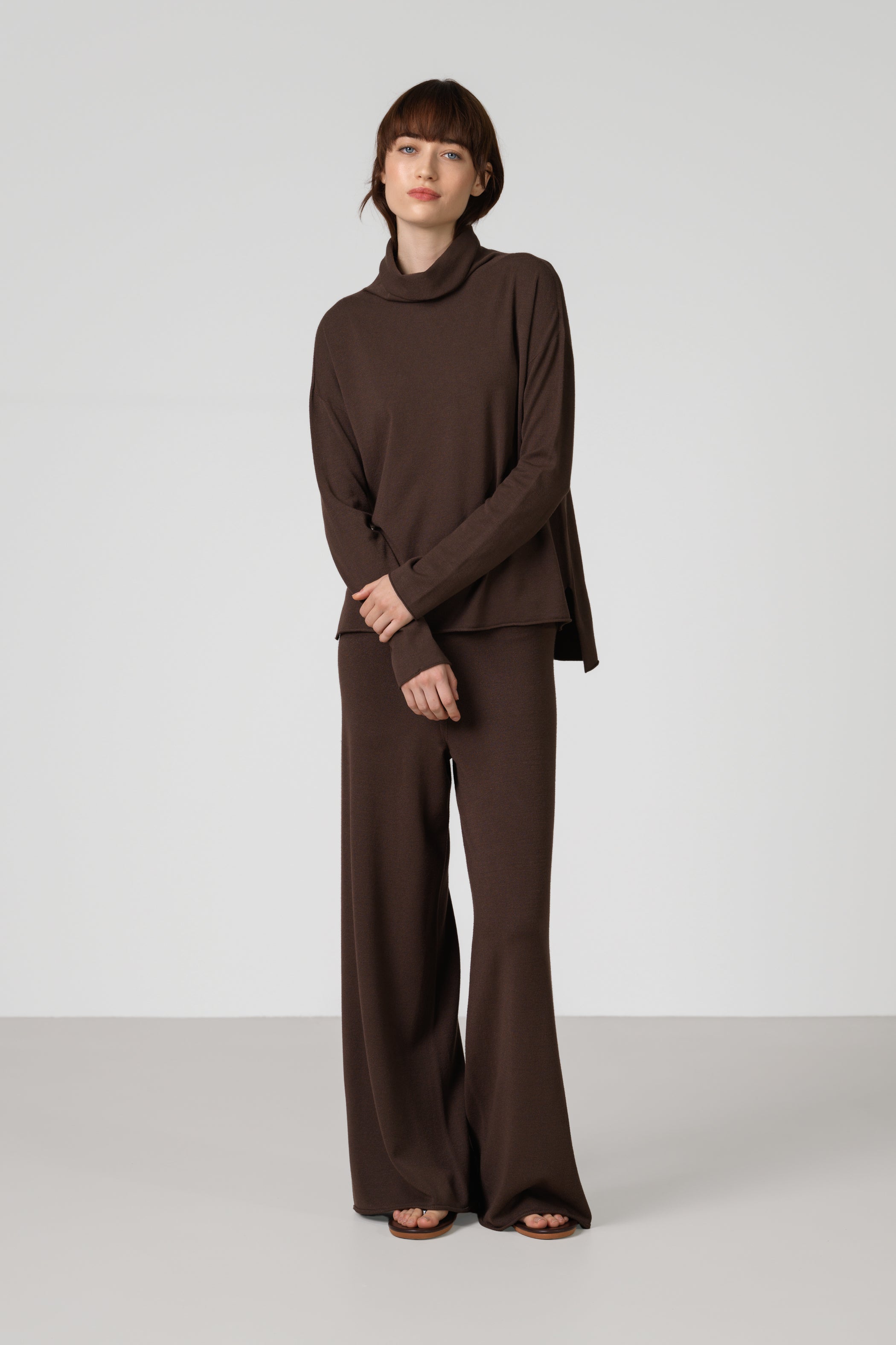 Kaia Roll Neck | Chocolate Brown | Fine Knit