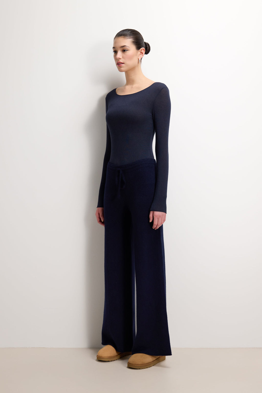 Mae Featherweight Boatneck Top | Navy | Modal-Cashmere