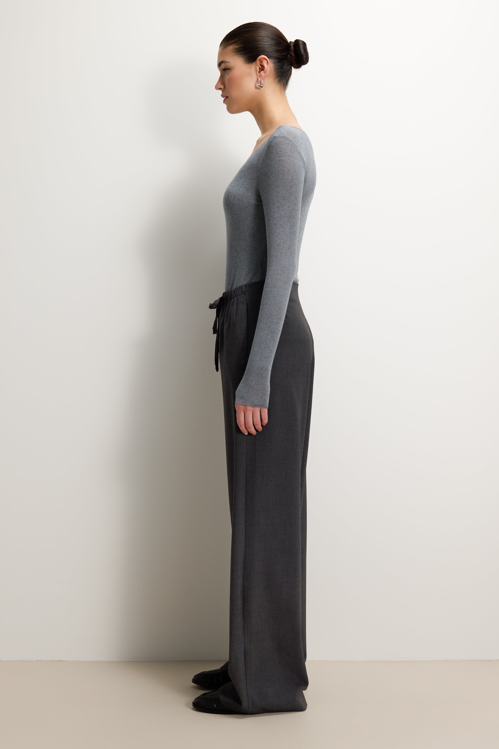 Mae Featherweight Boatneck Top | Grey Melange | Modal-Cashmere