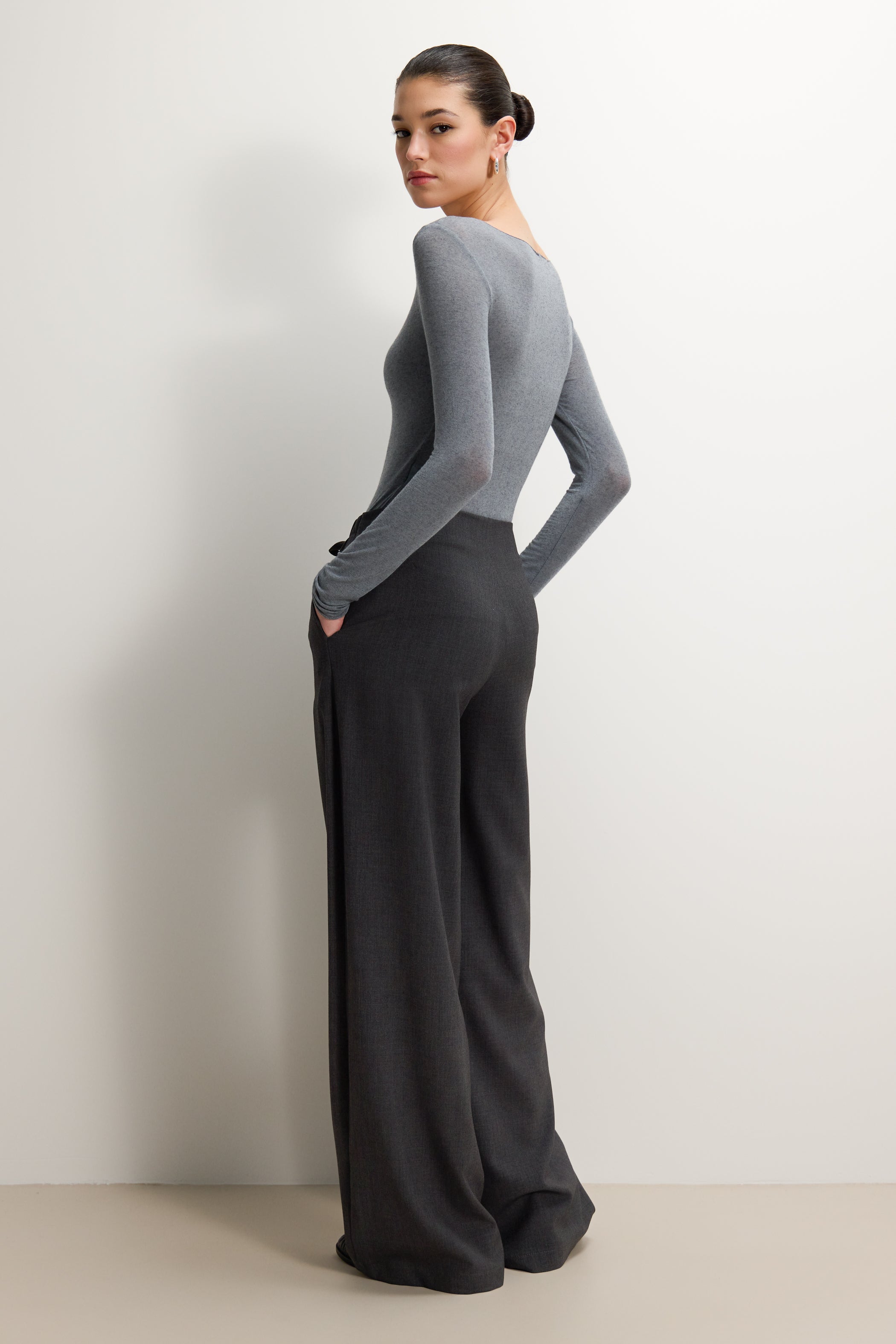 Mae Featherweight Boatneck Top | Grey Melange | Modal-Cashmere