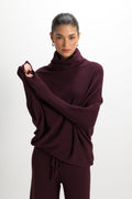Asymmetric Draped Roll Neck | Amethyst Plum | Seamless Knit