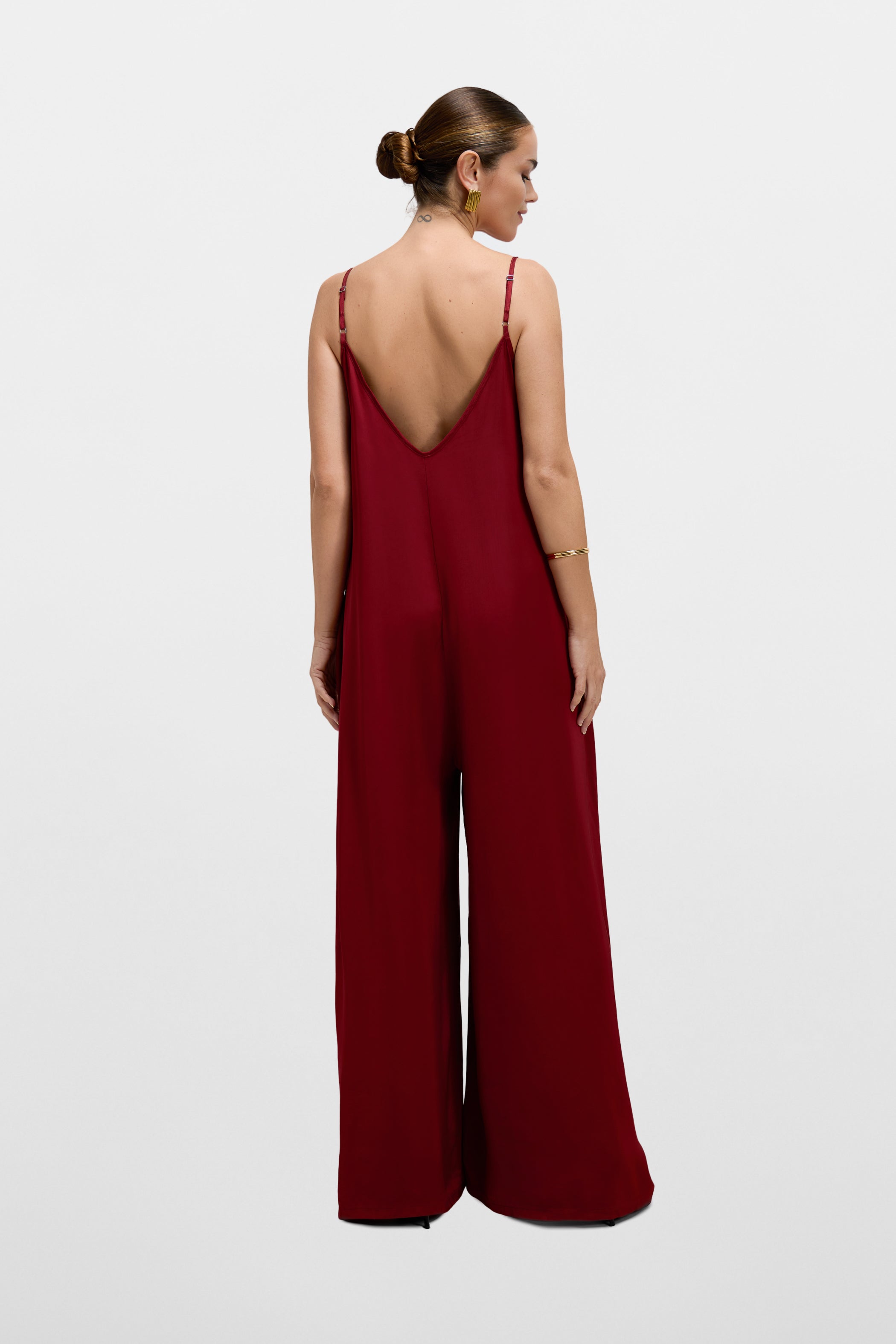 Audrey Satin Jumpsuit | Carmine Red