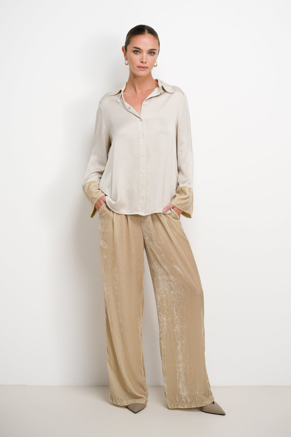 Caroline Velvet Cuff Shirt | Honey