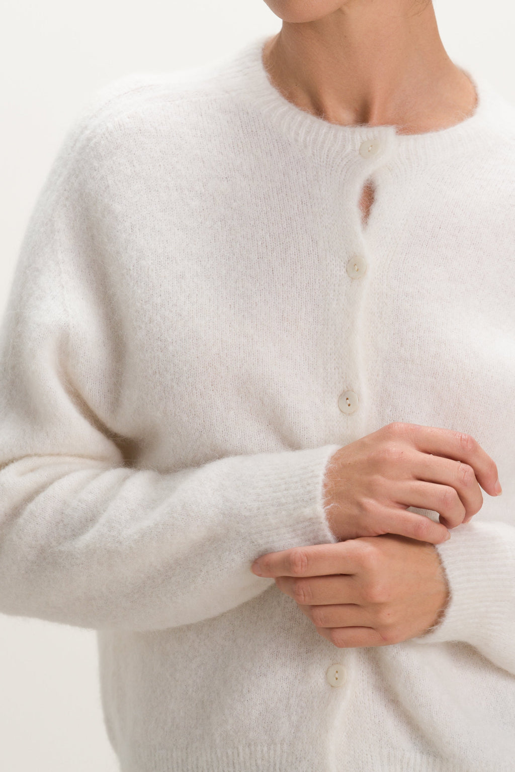 Evie Button Up Cardigan | Ivory | Alpaca-Wool Blend