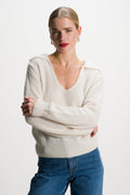 Noor Open Neck Sweater | Ivory | Alpaca Blend