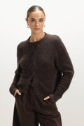 Evie Button Up Cardigan | Espresso Brown | Alpaca-Wool Blend