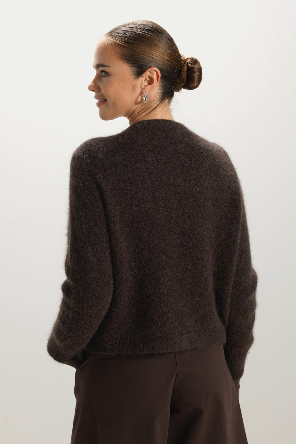 Evie Button Up Cardigan | Espresso Brown | Alpaca-Wool Blend
